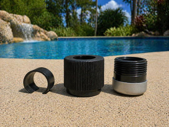Small Black Professional Series Nylon Outside Thread Lock Kit for Aluminum Telescoping Pool Poles