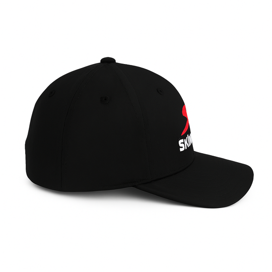 SKIMLITE - Flexfit 6277 Black Fitted Cap with Embroidered Logo - S/M