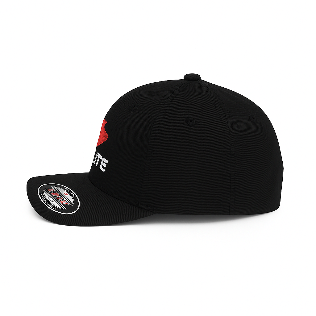 SKIMLITE - Flexfit 6277 Black Fitted Cap with Embroidered Logo - S/M