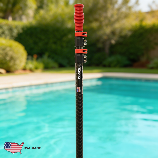 CarbonLite 3-Piece 17' Pool Pole with Lever Lock - 100% Carbon Fiber Tube!