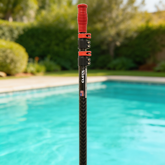 CarbonLite 3-Piece 17' Pool Pole with Lever Lock - 100% Carbon Fiber Tube!