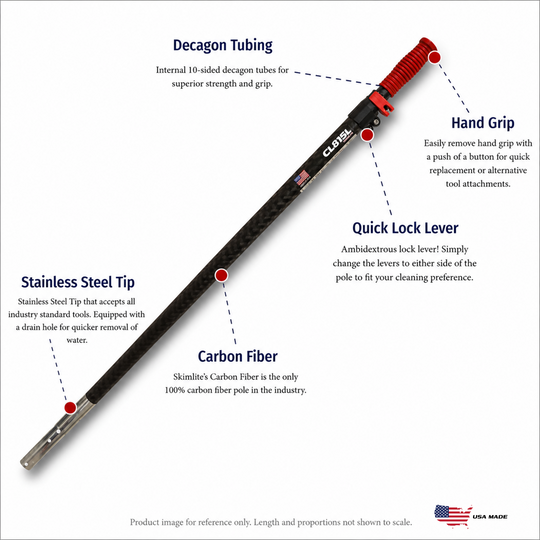 CarbonLite 2-Piece 14' Pool Pole with Lever Lock - 100% Carbon Fiber Tube!