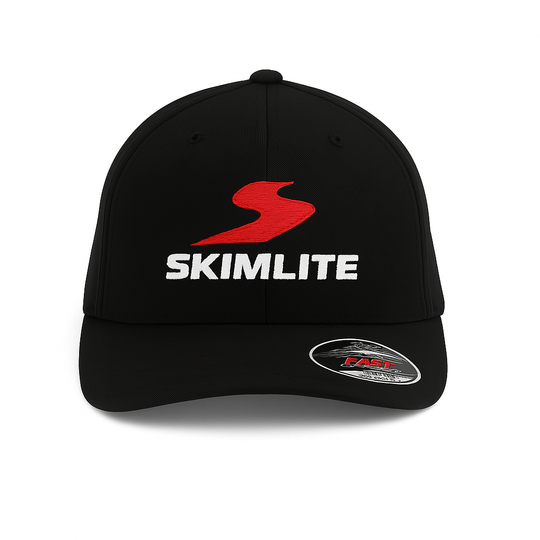 SKIMLITE - Flexfit 6277 Black Fitted Cap with Embroidered Logo - S/M
