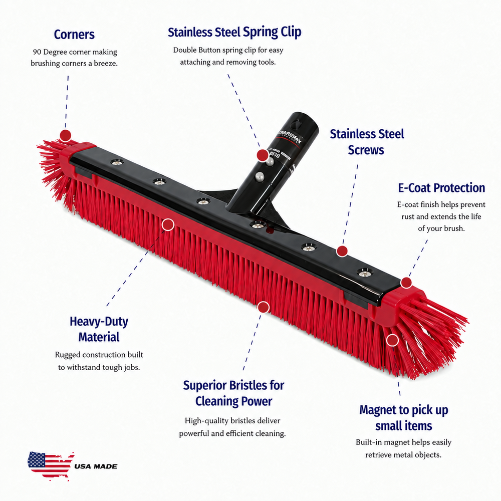 Spartan 18" Pro Grade All Purpose Poly Curved Pool Wall Brush -NEW MODEL