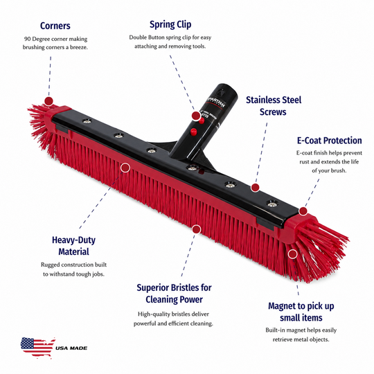 Spartan 18" Pro Grade All Purpose Poly Curved Pool Wall Brush -NEW MODEL