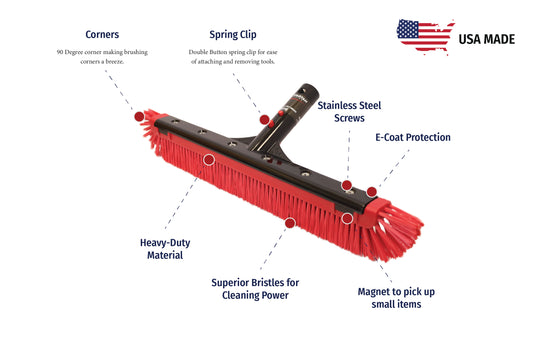 Spartan 18" Pro Grade All Purpose Poly Curved Pool Wall Brush -NEW MODEL