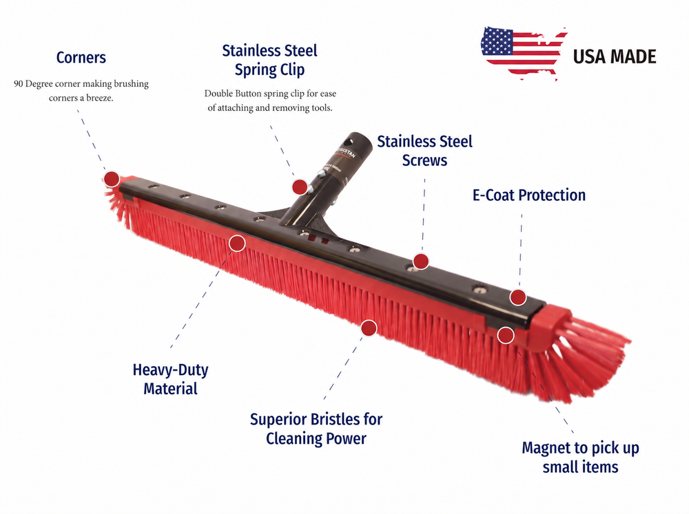Spartan 24" Pro Grade All Purpose Poly Curved Pool Wall Brush -NEW MODEL