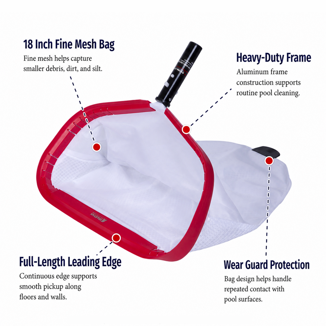 Spartan 17.5" Heavy Duty Pool Leaf Rake With 18" Fine Mesh Bag