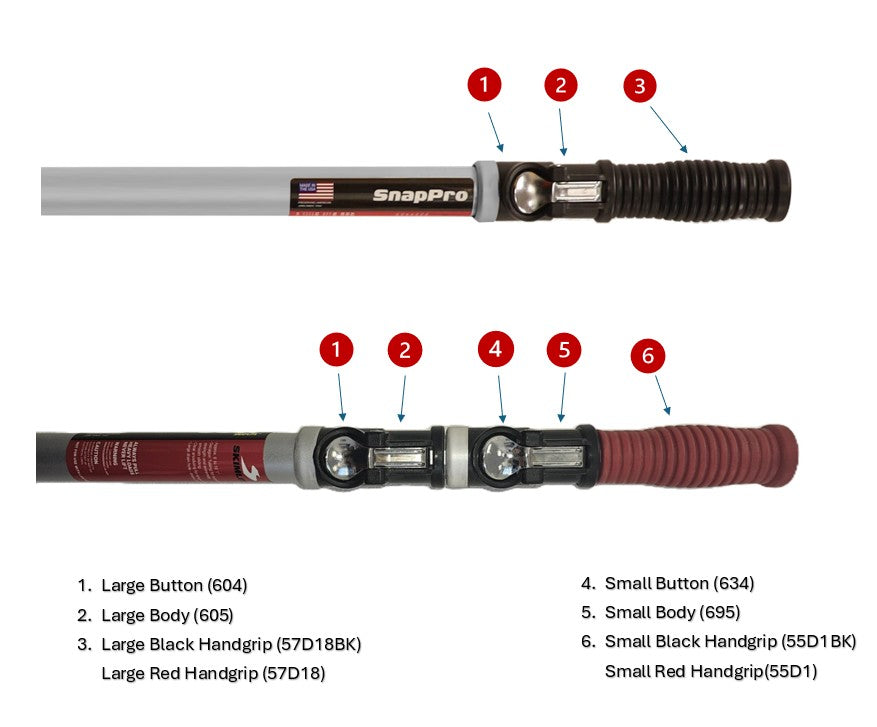 SnapLite-SnapPro Small Button Kit for Aluminum Telescoping Pool Poles - Includes Hardware